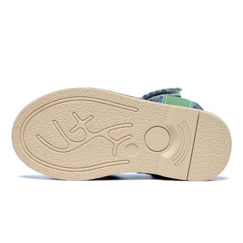 Open Toe Double Button Girl Sandals With Flowers, Summer Breathable Beach Shoes, Genuine Leather Soft Anti Slip Flat Sandals (Girls/Children)2