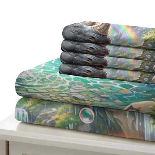 Housse de couette rhinocéros avec fermeture éclair lit double