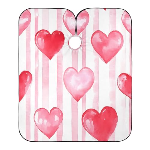 BOESI Doodle Stripes and Heart Pattern Barber Shawl, Waterproof Haircut Shawl, Haircut Salon Apron, Shaving Bib, 55 x 65 inches