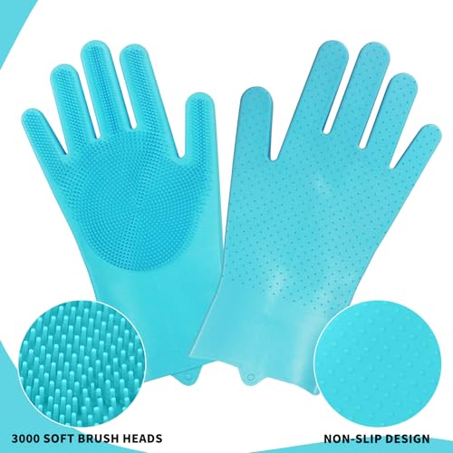 Image of Pet Grooming Gloves - Cat and Dog Glove Brush, High Efficiency Pet Hair Removal Massage Gloves, Silicone Bath Cleaning Gloves (1 Pair)