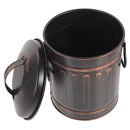 TIDTALEO Pattumiera Retrò Può Camino Nero Può Con Coperchio Inceneritore Giardino In Metallo Di Cenere Secchio Di Metallo Per Camino Cenere Barbecue Piccolo Secchio Di Ferro