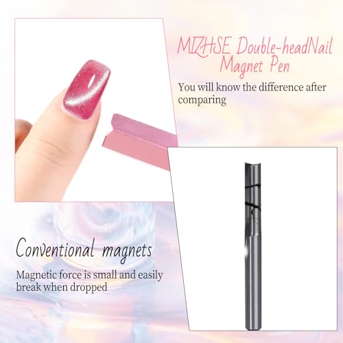 JIYIN Ímã de olho de gato para unhas, bastão de ímã de design hexagonal, canetas de ímã de unha de c