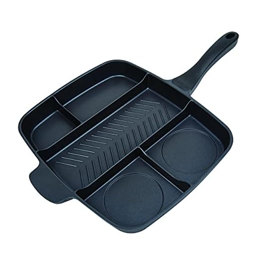Master Pan Non-Stick Divided Grill/Fry/Oven Meal Skillet, 15", Black