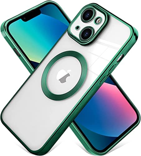 Image of MIDOS Silicone Back Cover Compatible With iPhone 15 Case Ring Logo Cut With Lens Protection Chrome Back Case Cover For-iPhone 15 (Dark Green)