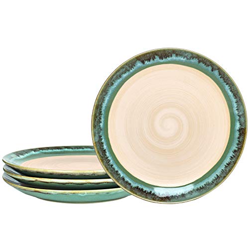 Bosmarlin Stoneware Dinner Plates, 8.5 Inches, Set Of 4 For Salad, Pasta, Dessert, Microwave And Dishwasher Safe (Green, 8.5 In) #TOP1