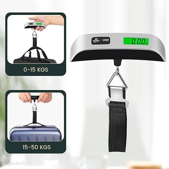 Digital Luggage Scale with Temperature Sensor – 110lb/50kg Capacity, Backlit LCD, Tare Function, Lightweight & Portable - Black - Image 4