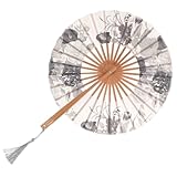 Abanico circular de estilo chino: se puede usar como accesorio de bricolaje para que los practiquen pintura, divertido y educativo de usar, abanico redondo chino