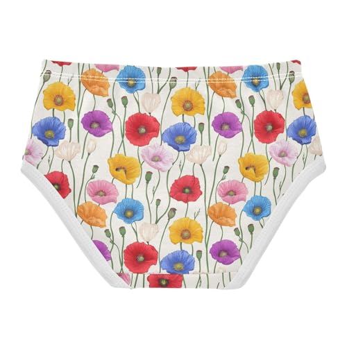 ZZKKO Colorful Poppy Flower Girls Underwear Toddler Panties for Girls Comfort Brief Size 2-8T2