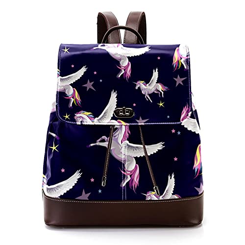 Galaxy Cheval Constellation PU Cuir Sac à dos pour Adulte, Mode Unisexe College Étudiants Cartable Cartable, Multicolore 17., 27x12.3x32cm