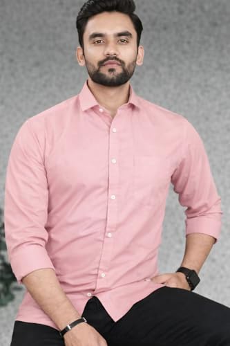 Image of Men Cotton Blend Full Sleeve Shirt for Man | Casual Business Party Festival Regular Fit, Long Sleeve with Chest Pocke | Formal Shirt for Men