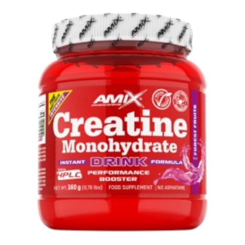 Amix Creatina Monohidrato Powder Drink 360 gr - Mejora el Rendimiento Deportivo - Aumenta la Masa Muscular - Perfecta para Deportistas - Sabor Frutas del Bosque