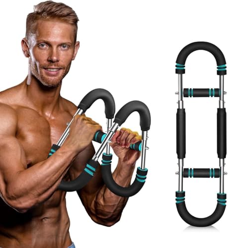 SINOCHIP Adjustable Power Twist Arm Trainer (30-120 lbs), Chest and Forearm Strength Training Bar, Anti-Bending Spring No Deformation, Portable Upper Body Home Fitness Equipment, Unisex