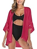 HANERDUN Kimono Mujer Pareos Playa Kaftan Cárdigan de Manga 3/4 Verano Cover Up Blusa Homewear Tops