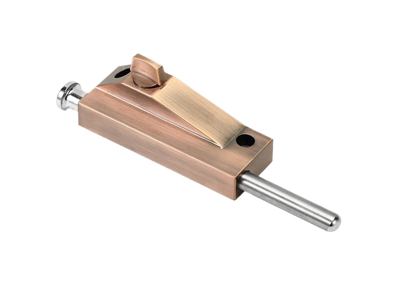 Door Lock Bolt, Zinc Alloy Sliding Flush Bolt Latch for Composite Wooden Double Doors(Red Patina)