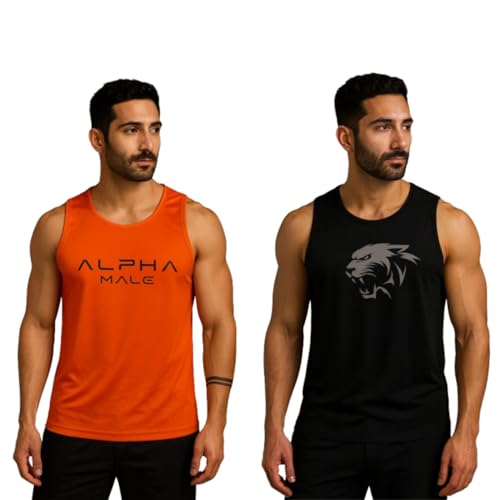 Image of Pack of 2 Sando For Men Men's Sleeveless Round Neck Vest - Pack of 2, Polyester Fabric, Quick Dry Gym & Casual Wear Gym Fit