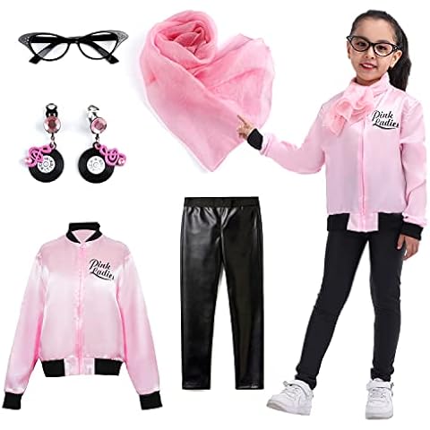 Rabtero Kids 1950s Pink Ladies Costume Cover