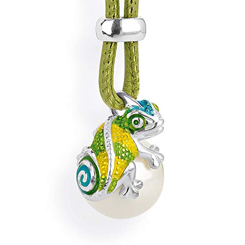 Preisvergleich Produktbild Heartbreaker Chamäleon Anhänger mit Muschelkernperle in Echtsilber / Kollektion Chameleon / Niedlicher Anhänger aus 925 Sterlingsilber