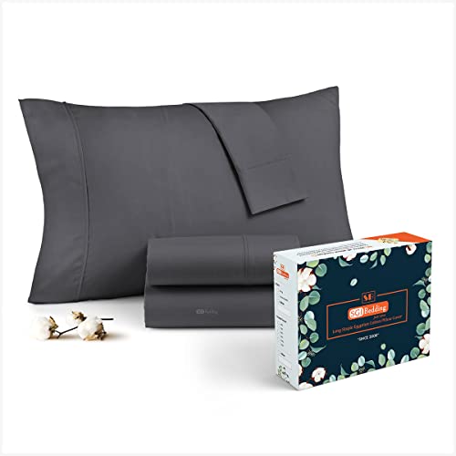 SGI 550 Thread Count 100% Egyptian Cotton King Size Pillowcase 20X40 Dark Grey Solid (Pack of 2)