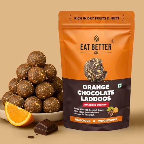EAT BETTER CO - Better Laddoos - Orange & Chocolate - Delicious Sugar-Free Laddoos | Energy-Bar Replacement | Dry-Fruit Laddoo | High Protein And Instant Energy - Pack Of 20-200 Gm