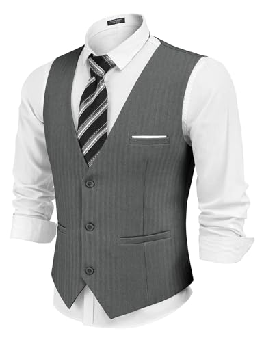COOFANDY Mens Dress Vest Casual Business Waistcoat Formal Wedding 3 Button Suit Vest
