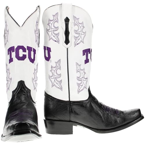 Image of Vaccari Men's Brooks Genuine Smooth Ostrich Leather NCAA Athletics Embroidery Western Cowboy Boots