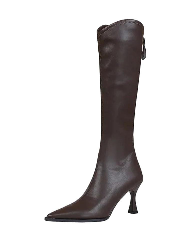 Women High Heel Pointed Toe Knee High Boots Street Style Fashionable Booties