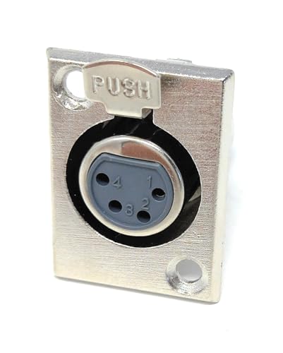 Image of DRUT 1pcs. 4-Pin XLR Male Panel Mount Socket - D-Series Chassis Audio Connector for Microphones, Speakers, and Musical Instruments