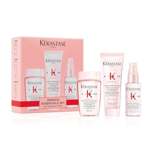Kérastase Genesis Travel-Size Discovery Gift Set, With Shampoo, Conditioner and Blow-Dry Spray, Nourishing and Fortifying Routine, For Weakened Hair, Infused with Ginger Root and Edelweiss Flower