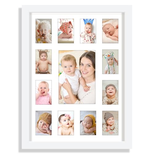 Image of DUENPY 12x16 Baby First Year Photo Frame White