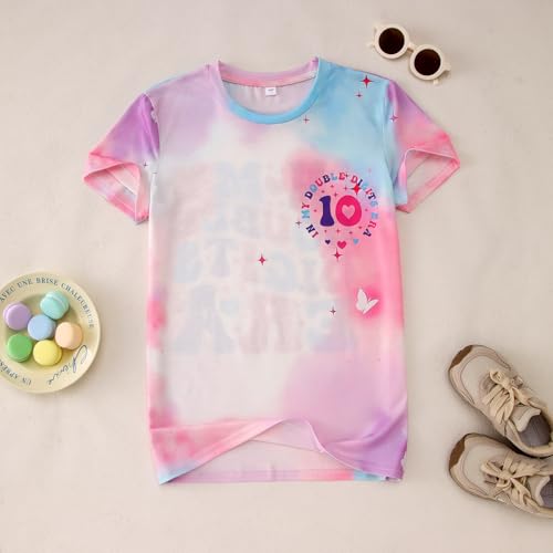 Image of IZYJOY in My Double Digits Era Shirts Girls 10th Birthday T-Shirts 10 Years Old Birthday Party Short Sleeve Summer Tee Tops