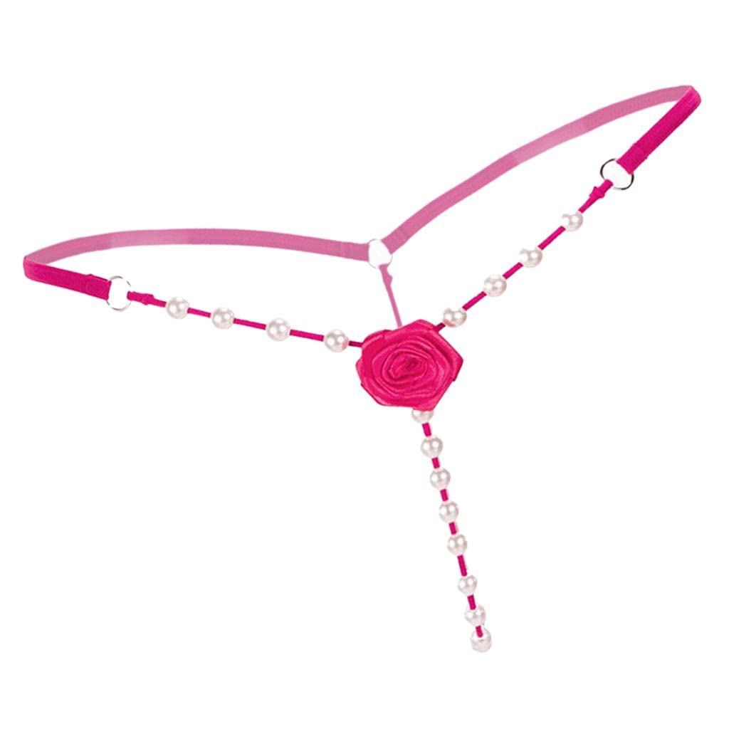 Women's Pearls G-String Thong Erotic Massage Panties Lingerie Rose Pink-image-37