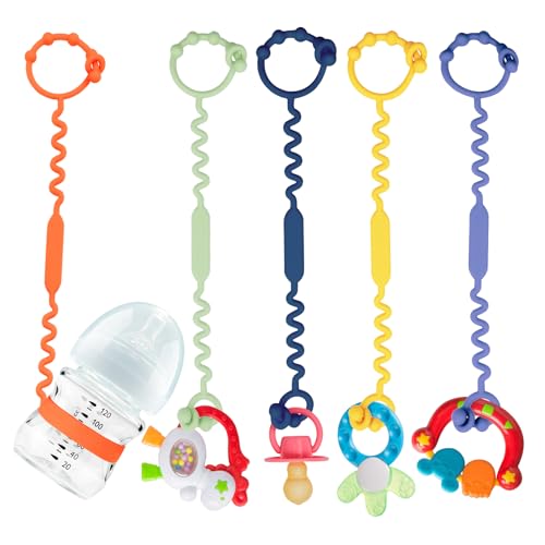 Image of Toy Straps for Baby, Silicone Toy Straps for Stroller, Toy Safety Straps for Teether Toy, Pacifier, Sippy Cup Straps, Adjustable Toy Holder for Stroller, High Chair - BPA Free (A-multi-5pk)
