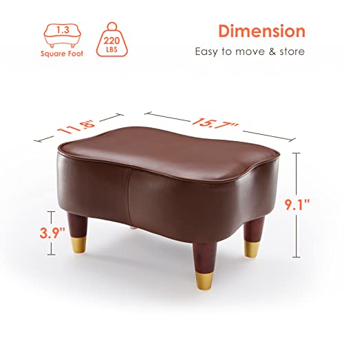 Soohow Foot Stool Small Ottoman Foot Rest, Velvet Foot Stools Pouf Ottoman Step Stool With Padded Seat, Wooden Footstool With Wood Legs, Sofa Footrest For Living Room, Entryway, Foot Stool Under Desk #TOP5