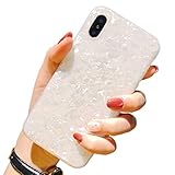 Bakicey iPhone XS Hülle, iPhone X Handyhülle Weich Silikon Schutzhülle Ultra Dünn Damen Mode Chic Bumper Kratzfeste Stoßfest Case Cover Hülle für Apple iPhone XS/iPhone X (Shell Weiß)