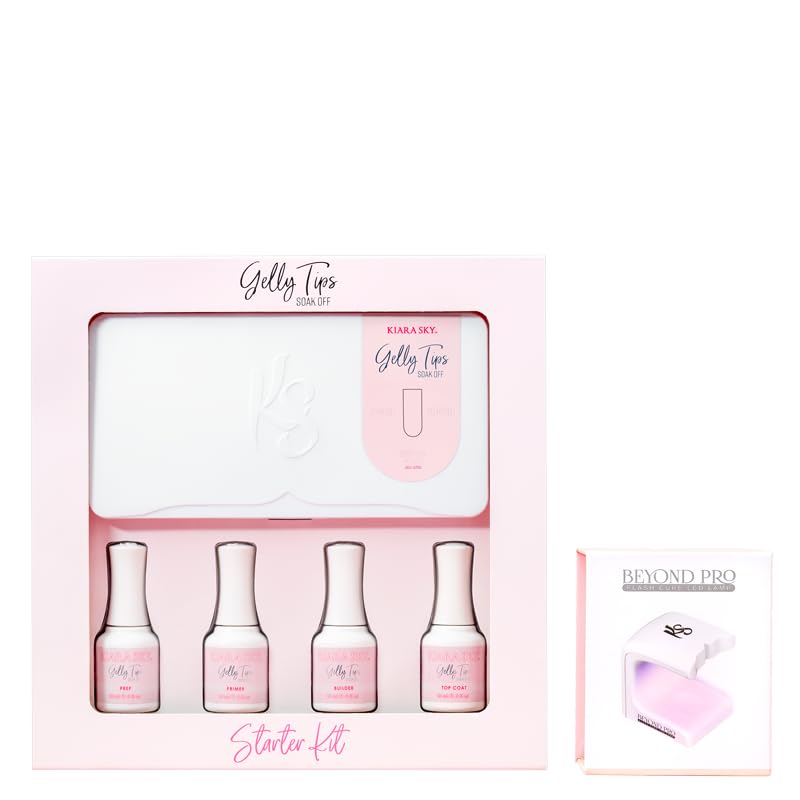 Kiara Sky Gelly Tips Starter Kit (Square Medium With Lamp)