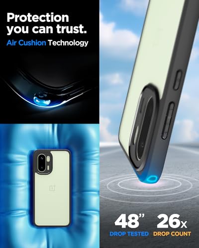 Image of Spigen Essential Sand Crystal | Transparent OnePlus 15R Case | OnePlus 15R Back Cover | TPU+Poly Carbonate - Matte Black