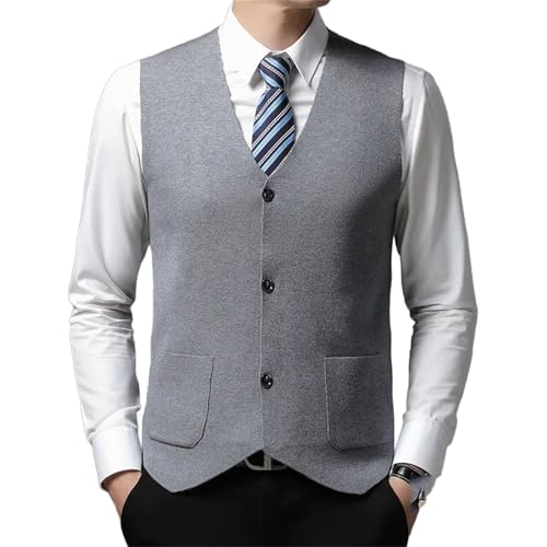 Solid Sweater Sleeveless Tank Men V-neck Button Pocket Patchwork Thickened Warm Golden Velvet Cardigan Vest Top