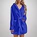 Sdwingk Short Plush Robe for Women with Pockets Mid Length Bathrobe Fuzzy Fleece Robes Cozy Soft Nightgown Winter Sleepwear