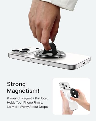 Image of SODI Magnetic Phone Ring Holder Grip with 3 Detachable Finger Straps, N52 Strong Magnet Phone Holder for Hand, Cell Phone Grips for Back of Phone & Kickstand Compatible with iPhone 17 16 15 14 13 12