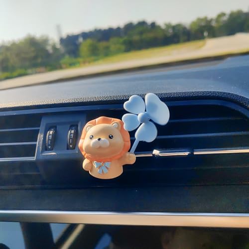 Image of Cute Car Air Freshener Vent Clips, 3D Animal with Mini Fan Diffuser Vent Clip, Air Conditioning Decoration Car Accessories for Women and Men