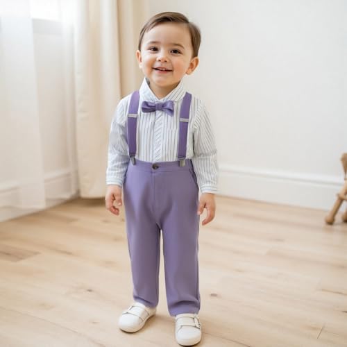 Kids Toddler Boy Gentleman Outfits Button Down Shirt Suspender Pant Wedding Formal Church Suit Dress Birthday Clothes4