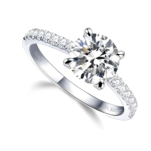 YosikCase Moissanite Rings for Women 1.5CT Moissanite Engagement Ring Sterling Silver Rings Size 9