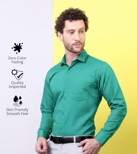 Image of CONTRARY Men's Pure Cotton Solid Stylish Casual & Formal Wear Shirt | Stylish Regular Fit Full Sleeve Comfortable Office Party Trendy Shirt - Multi Color