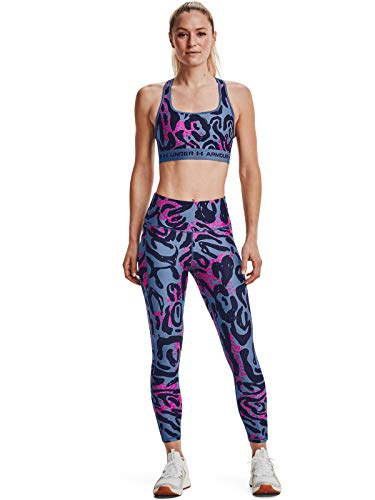 Under Armour Legging feminina HeatGear estampada 7/8 com bolsos, Azul mineral (470)/Azul-marinho, PP