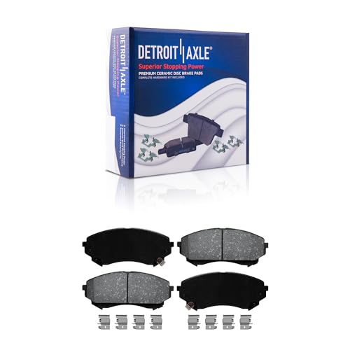 Image of Detroit Axle - Front Brake Pads for 2008-2014 Cadillac CTS, Ceramic Brake Pads w /Hardware Replacement