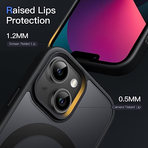 JETech Magnetic Case for iPhone 13 Mini 5.4-Inch Compatible with MagSafe, Translucent Matte Back Slim Shockproof Phone Cover (Black)