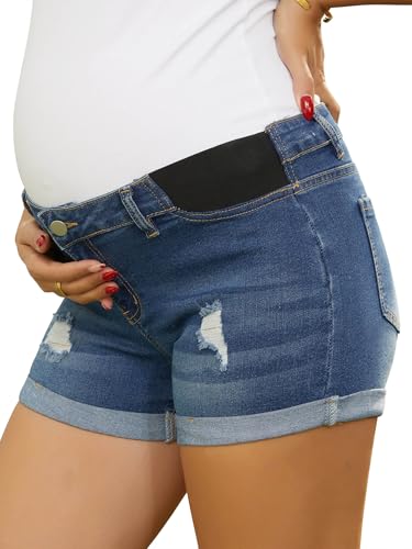 MARI GABRIEL - MARI GABRIEL Maternity Jean Shorts Under Belly with Pockets - Deep Blue - Best Deal on Amazon