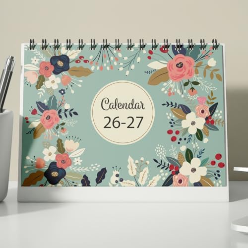 Kaameri Bazaar | May 2026 - April 2027 l Floral Desk Calendar l With inspirational quotes - 12 Months l Includes notes section l 170 gsm l Planning, Tracking & Scheduling l Black Wiro