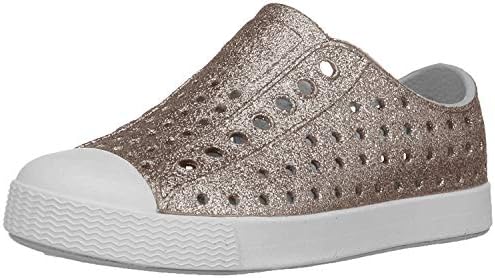 Native Shoes Kids Jefferson Bling Glitter Sneakers for Toddler and Little Kid - Lightweight Eva and Slip-On Shoes Metal Bling/Shell White 5 Toddler M