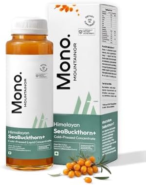 Mono Sea buckthorn Juice 300ml | India's 1st Himalayan, 100% Pure Cold-Pressed SeaBuckthorn Berry Pulp Concentrate | Support Immunity, Acne, Skin Glow & Gut Health | 50 Glasses Vit C & Omega 3 6 7 9 Antioxidants.